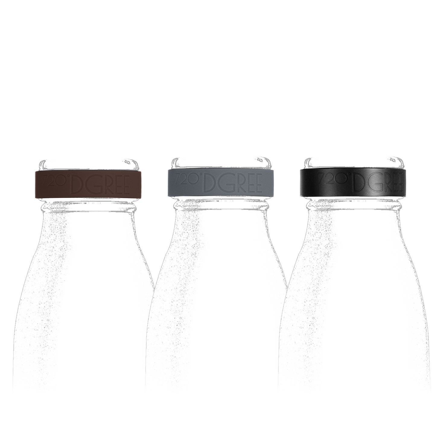 milkyBottle Silikonband Set für Deckel - Black, Gray, Brown Red